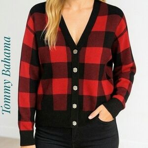 Tommy Bahama Red Plaid Cardigan